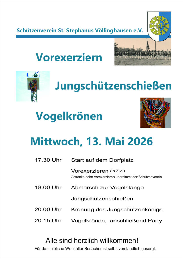 Vogelkrönen, Vorexerzieren, Jungschützenschießen